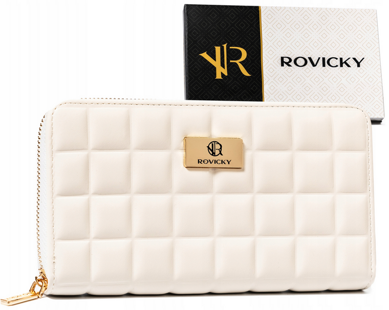 Portfel, ecru, skóra ekologiczna, Rovicky
