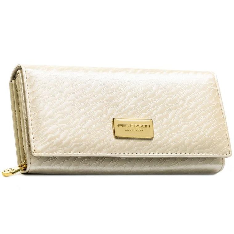 Portfel, ecru, skóra naturalna i ekologiczna, Peterson
