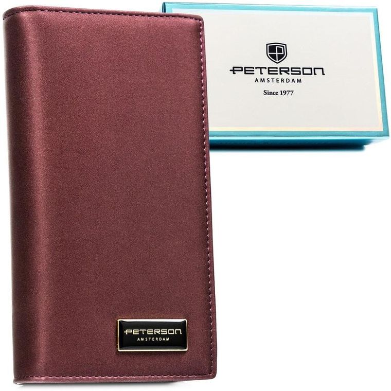 Portfel, fioletowy, skóra naturalna i ekologiczna, Peterson