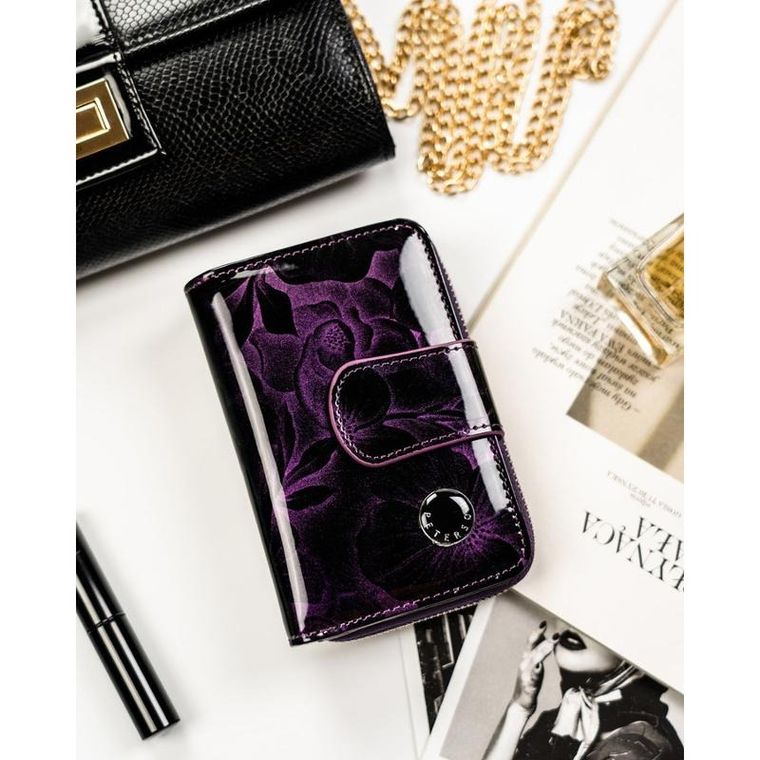 Portfel, fioletowy, skóra naturalna i ekologiczna, Peterson