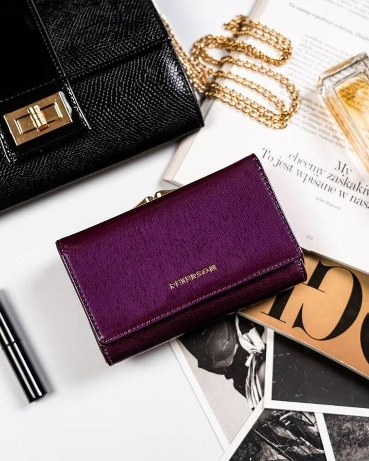 Portfel, fioletowy, skórzany, Peterson