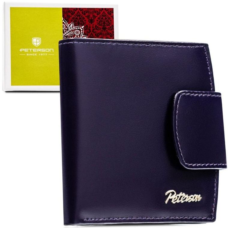 Portfel, fioletowy, skórzany, RFID, Peterson