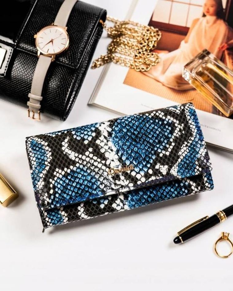 Portfel, granatowy, skóra ekologiczna, Cavaldi