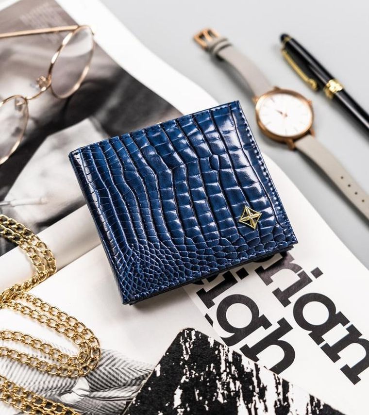 Portfel, granatowy, skóra ekologiczna, Milano Design