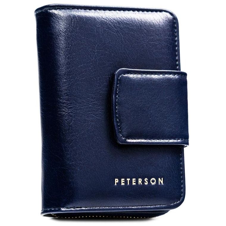 Portfel, granatowy, skóra ekologiczna, Peterson
