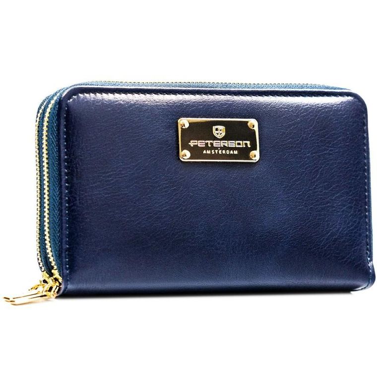 Portfel, granatowy, skóra ekologiczna, Peterson