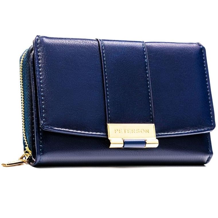 Portfel, granatowy, skóra ekologiczna, Peterson
