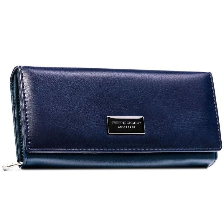 Portfel, granatowy, skóra ekologiczna, Peterson