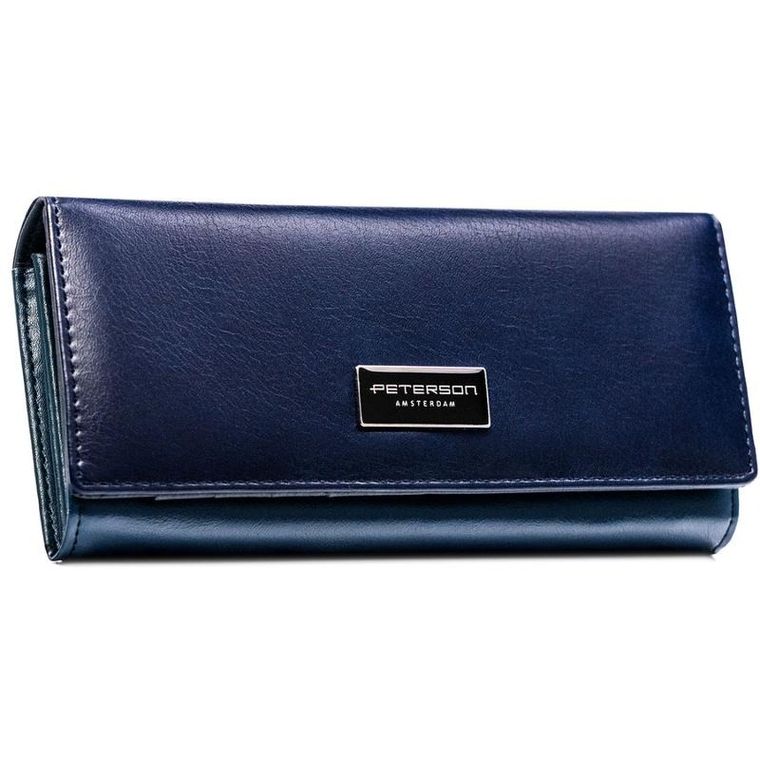 Portfel, granatowy, skóra ekologiczna, Peterson