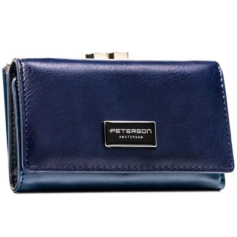 Portfel, granatowy, skóra ekologiczna, Peterson