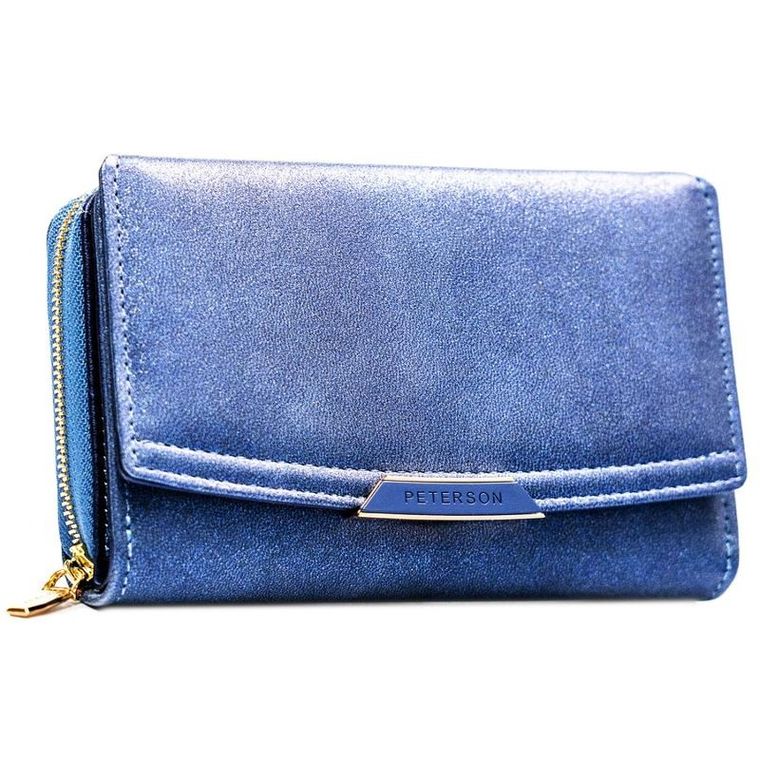 Portfel, granatowy, skóra ekologiczna, RFID, Peterson