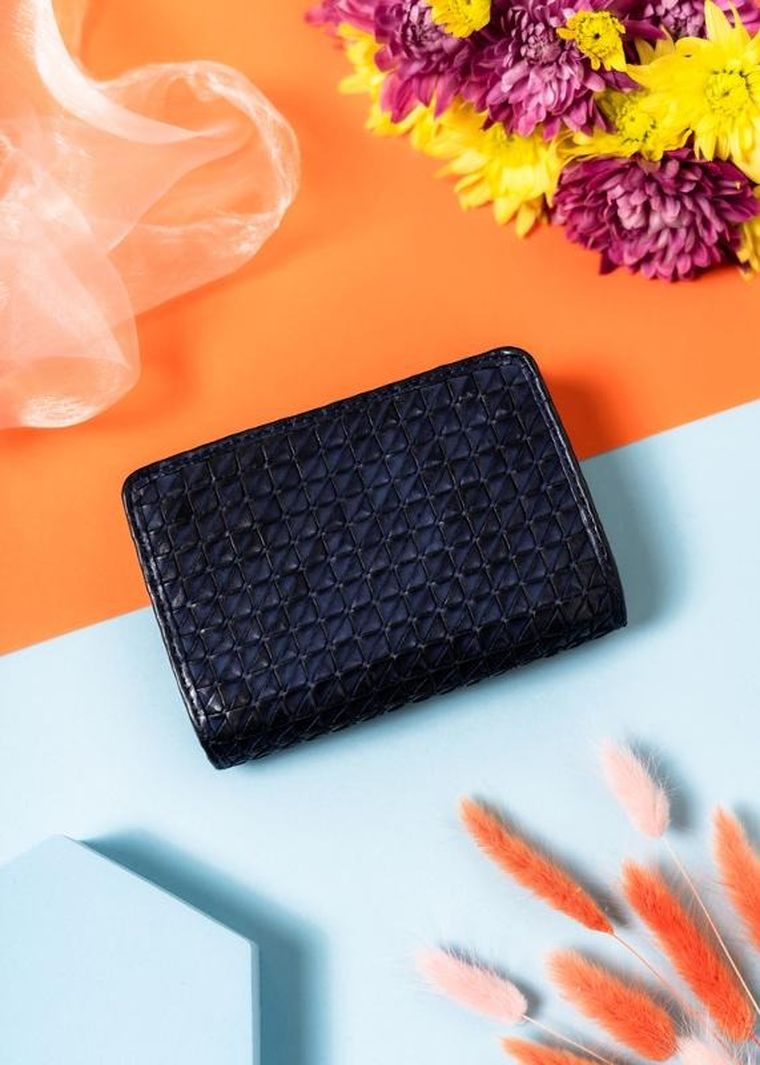 Portfel, granatowy, skórzany, RFID, Rovicky