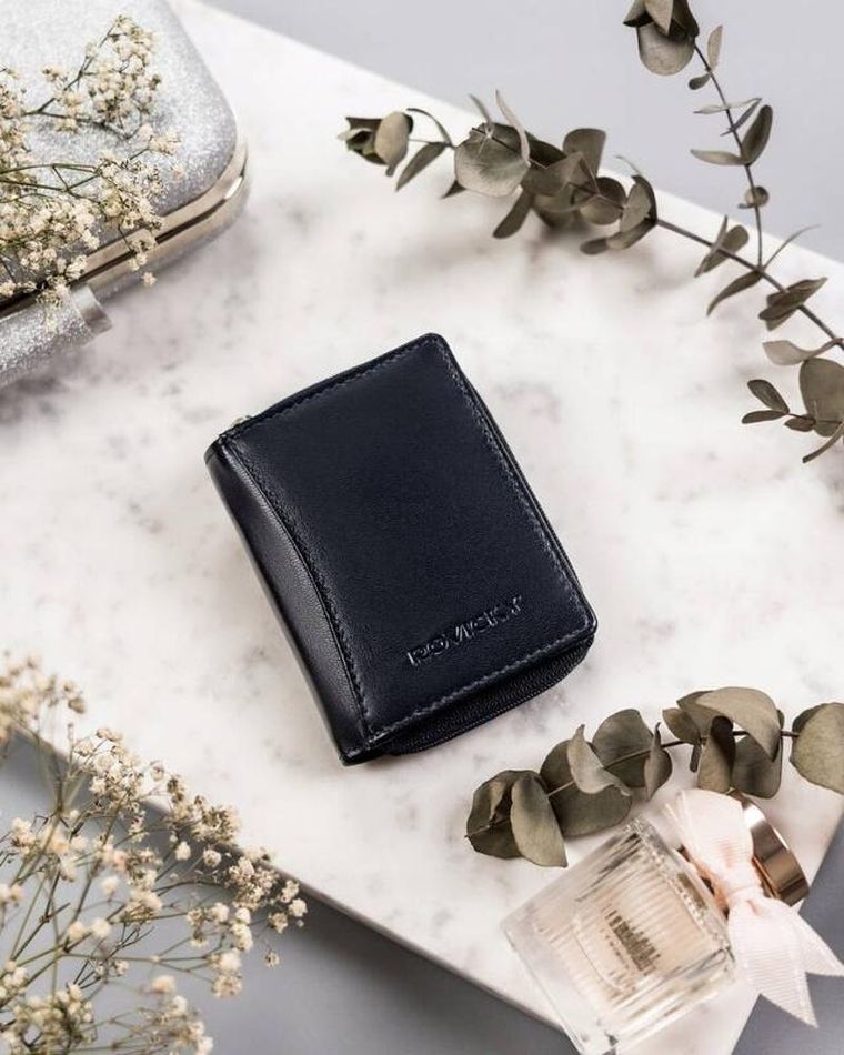 Portfel, granatowy, skórzany, Rovicky