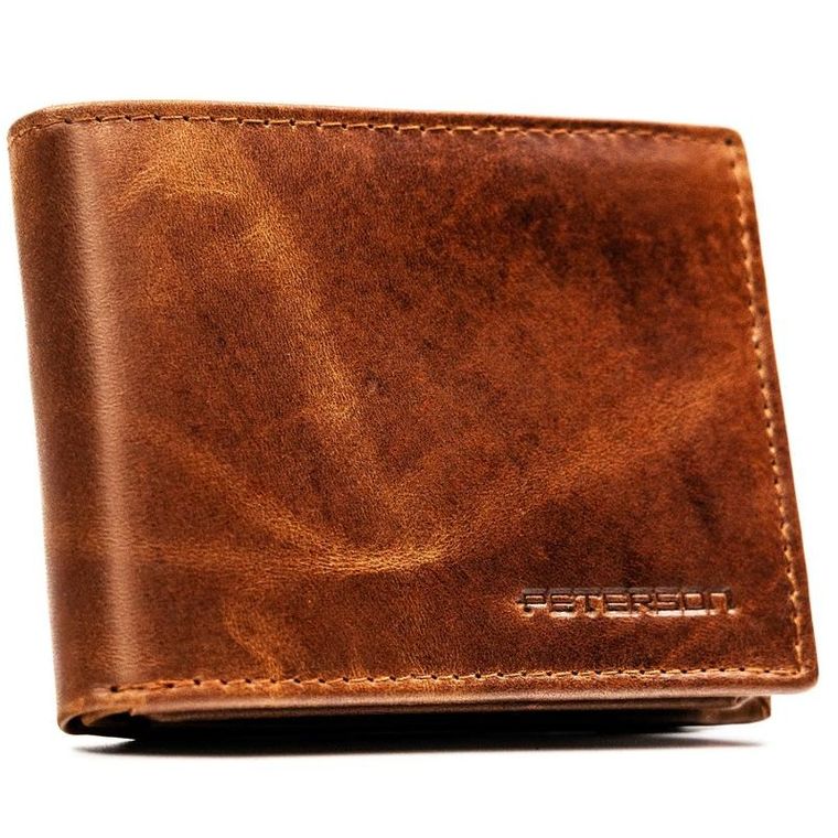 Portfel, jasnobrązowy, skórzany, Peterson