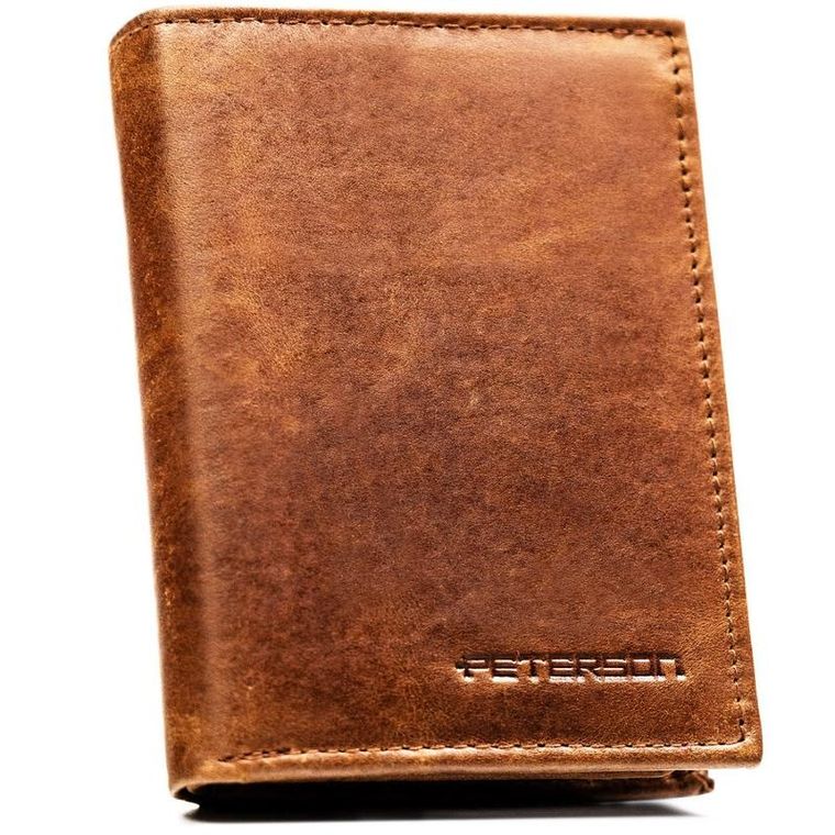 Portfel, jasnobrązowy, skórzany, RFID, Peterson