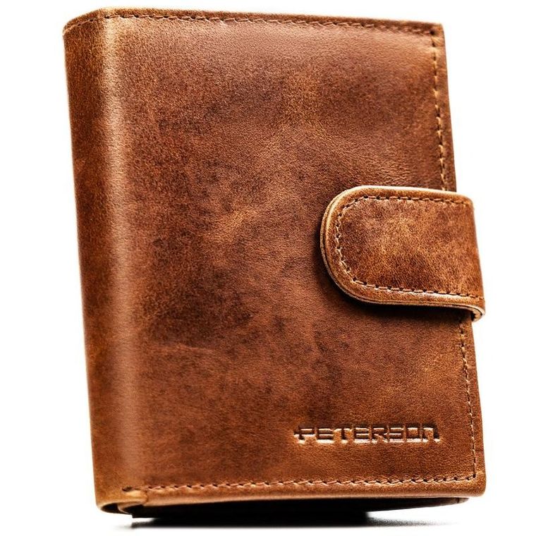 Portfel, jasnobrązowy, skórzany, RFID, Peterson