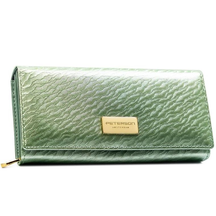 Portfel, jasnozielony, skórzany, Peterson
