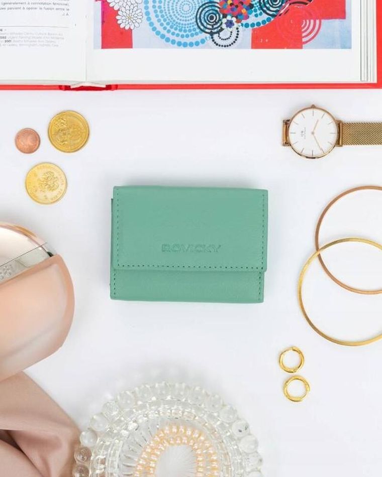 Portfel, jasnozielony, skórzany, Rovicky