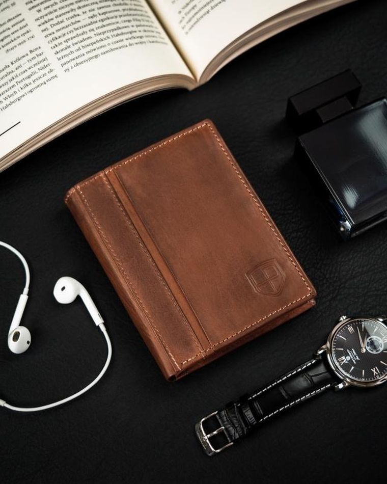 Portfel męski z cieniowanej skóry naturalnej, Peterson