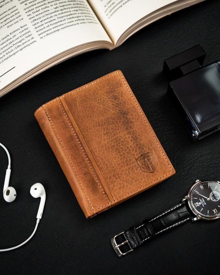 Portfel męski z cieniowanej skóry naturalnej, Peterson