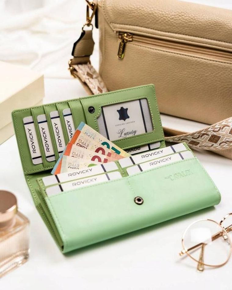 Portfel, miętowy, skóra ekologiczna, 4U Cavaldi