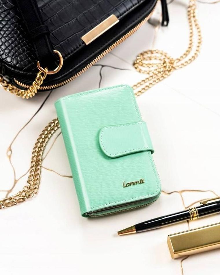 Portfel, miętowy, skórzany, Lorenti