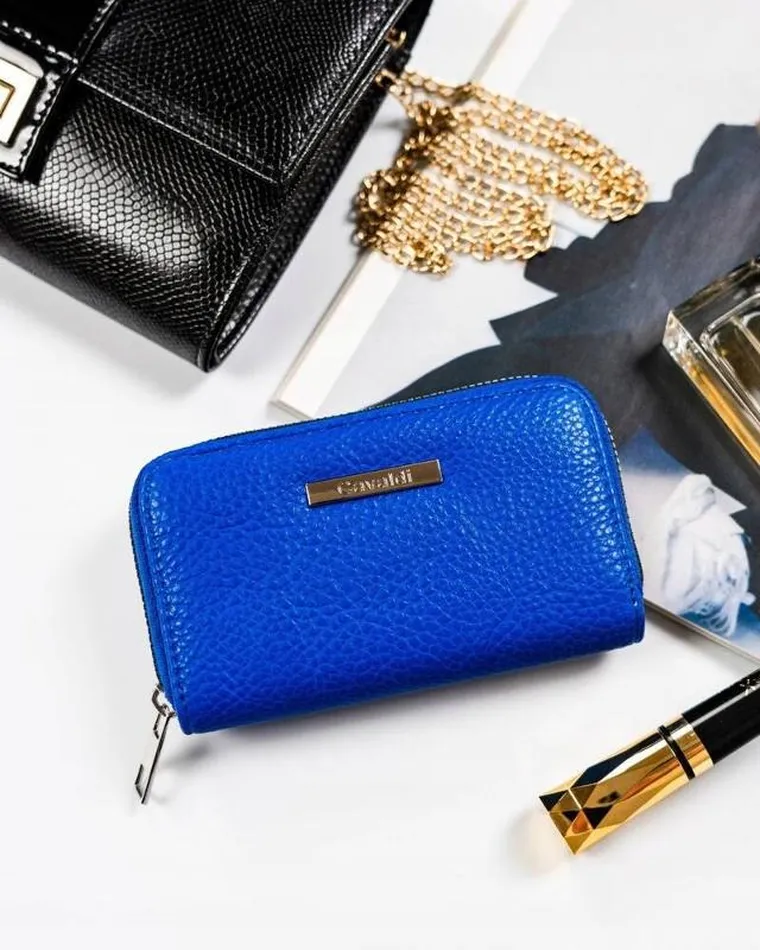 Portfel, niebieski, skóra ekologiczna, Cavaldi