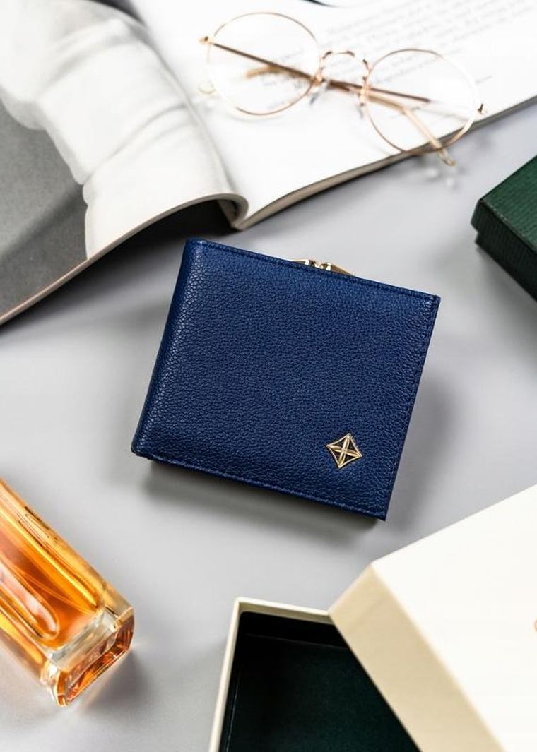 Portfel, niebieski, skóra ekologiczna, Milano Design