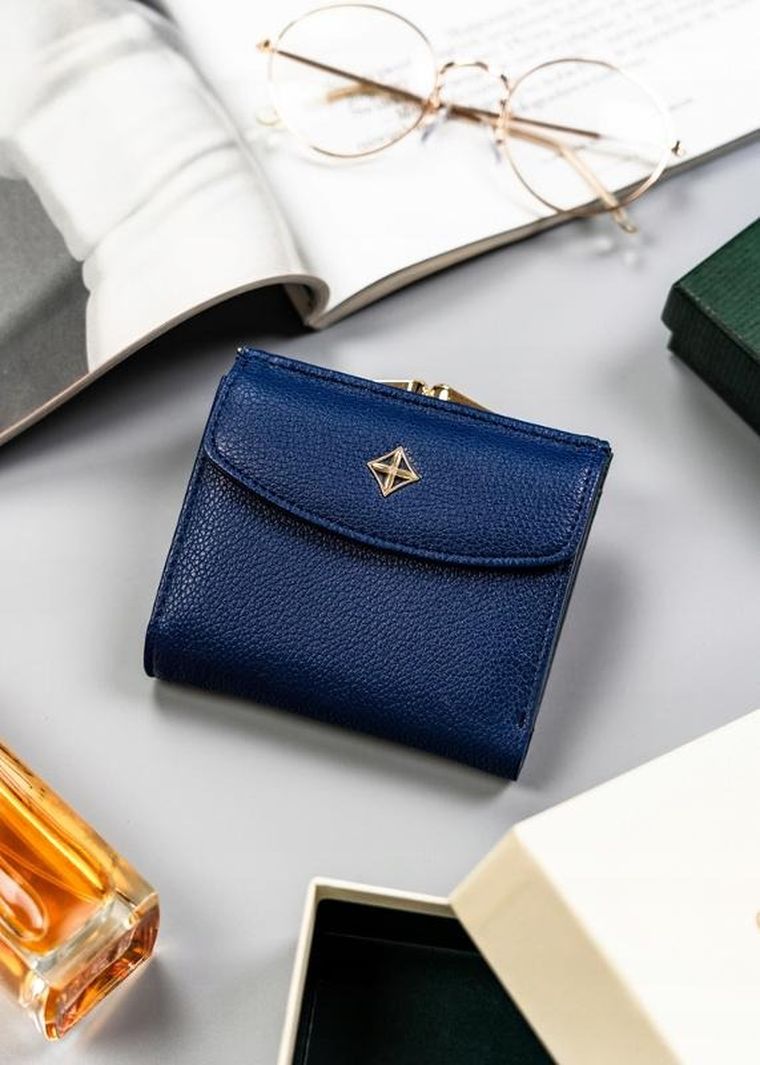 Portfel, niebieski, skóra ekologiczna, Milano Design