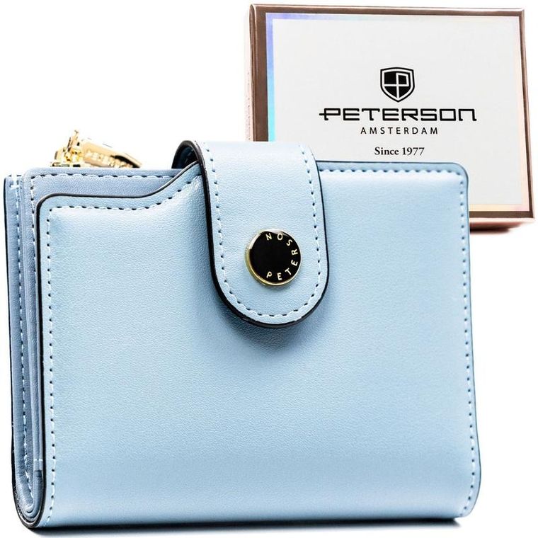 Portfel, niebieski, skóra ekologiczna, Peterson