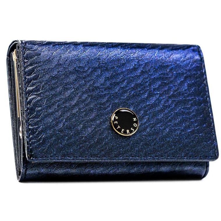 Portfel, niebieski, skóra naturalna i ekologiczna, Peterson