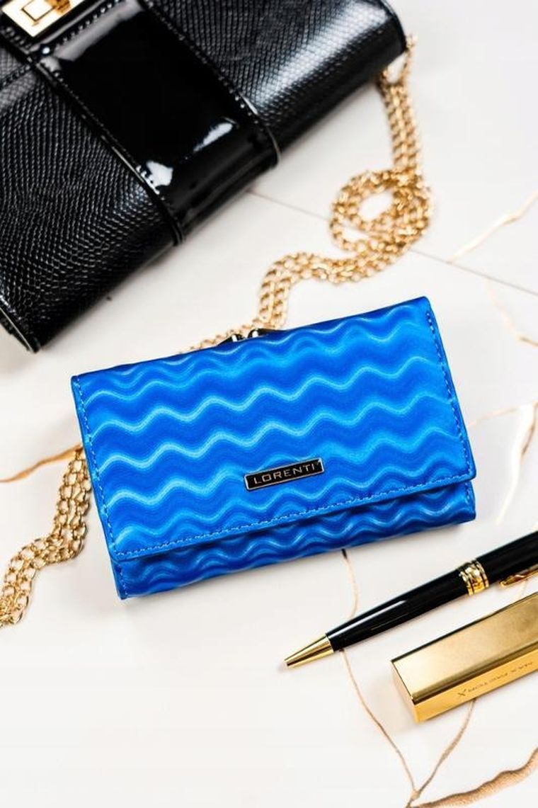 Portfel, niebieski, skórzany, Lorenti