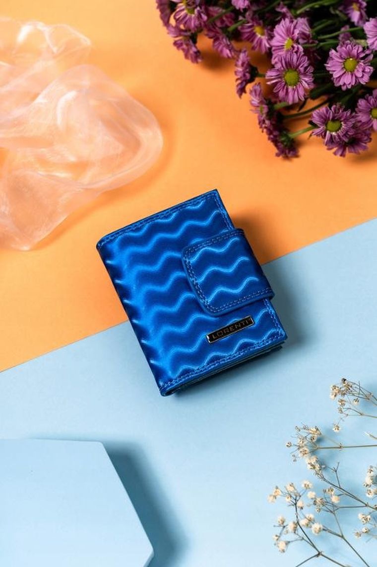 Portfel, niebieski, skórzany, Lorenti