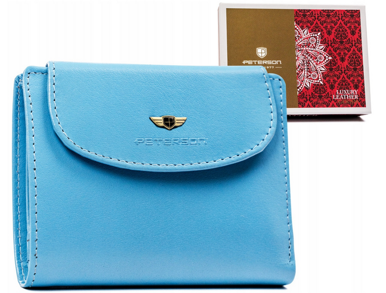 Portfel, niebieski, skórzany, Peterson