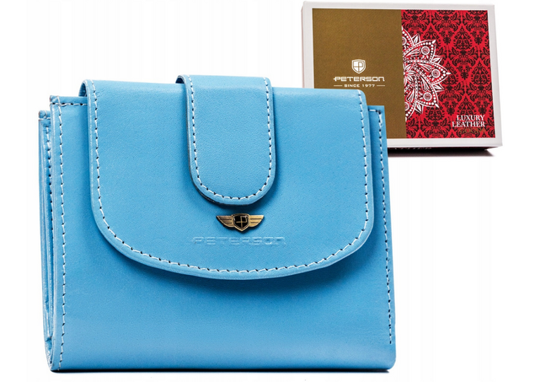 Portfel, niebieski, skórzany, Peterson