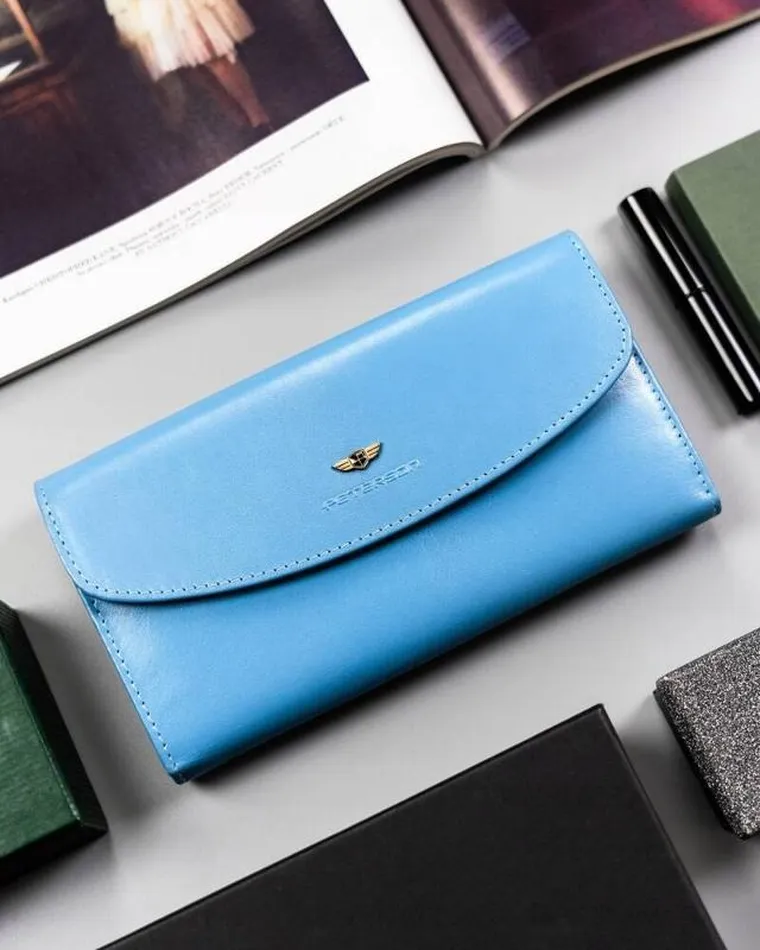 Portfel, niebieski, skórzany, Peterson