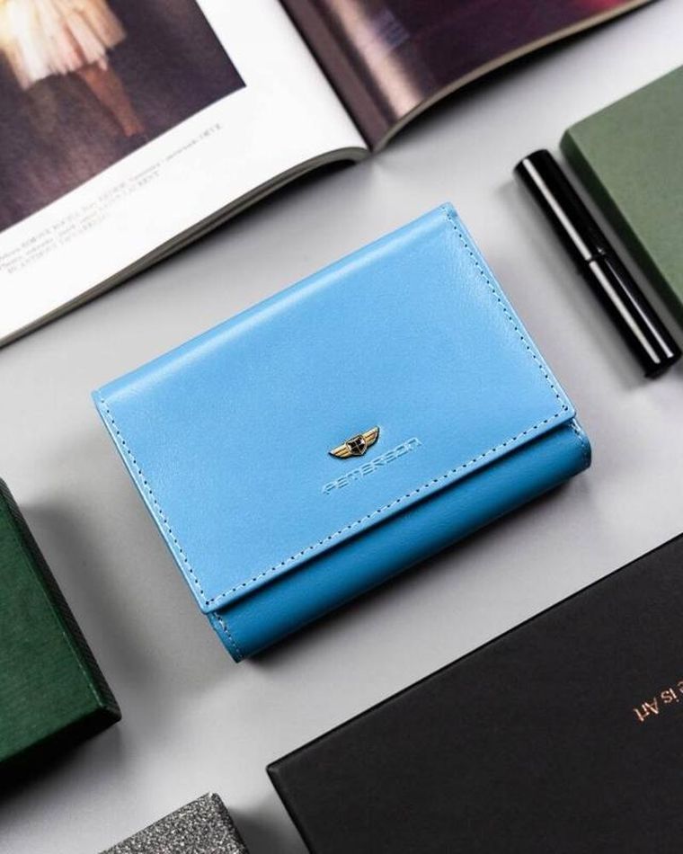 Portfel, niebieski, skórzany, Peterson