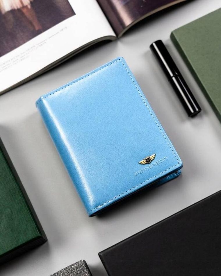 Portfel, niebieski, skórzany, Peterson