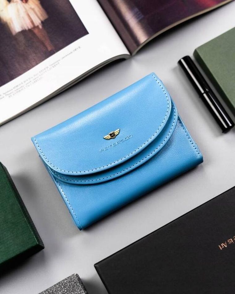 Portfel, niebieski, skórzany, Peterson