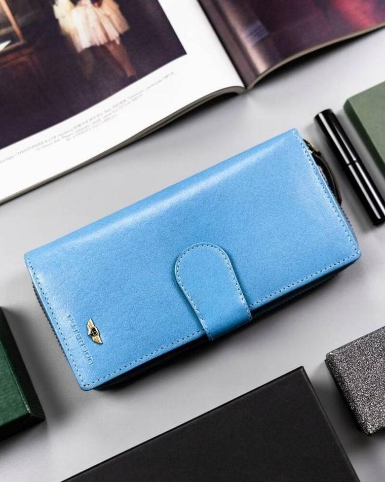 Portfel, niebieski, skórzany, Peterson