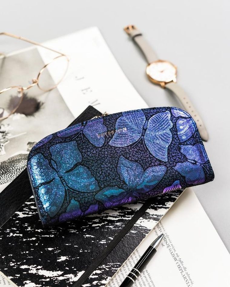 Portfel, niebieski, skórzany, Peterson