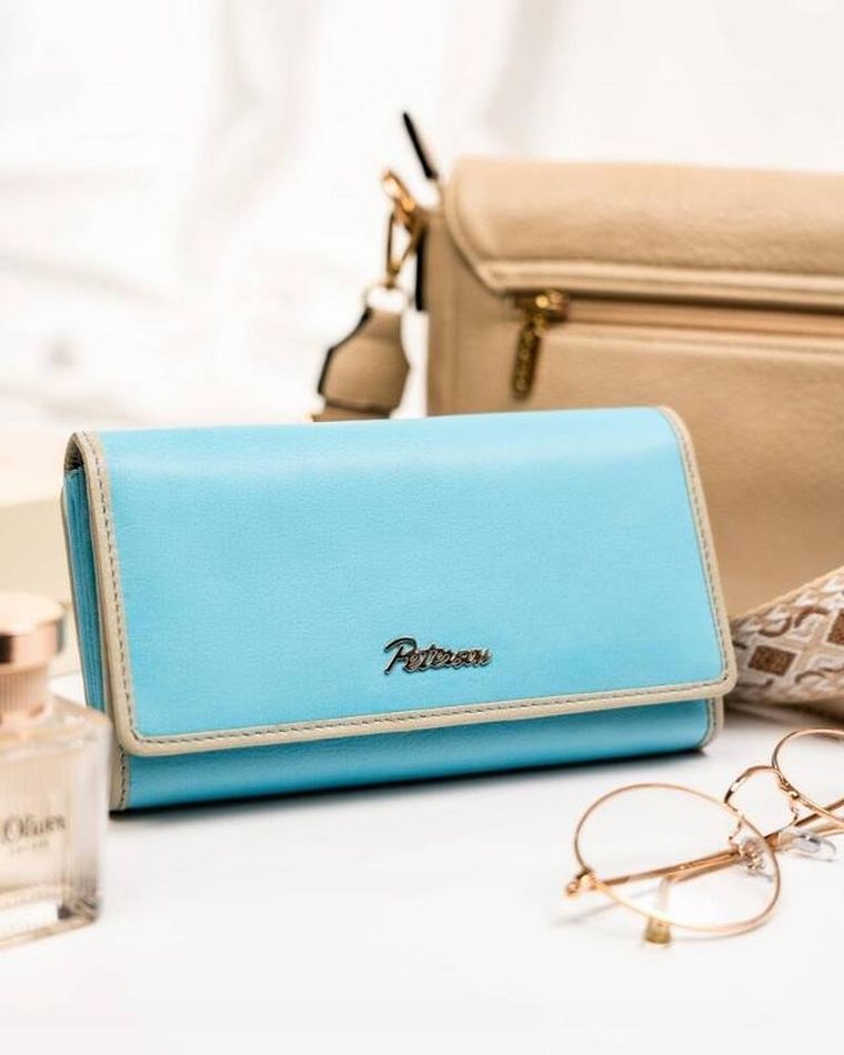 Portfel, niebieski, skórzany, Peterson