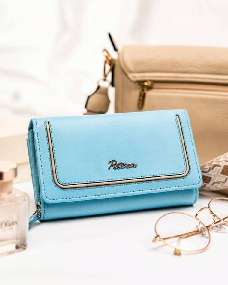 Portfel, niebieski, skórzany, Peterson