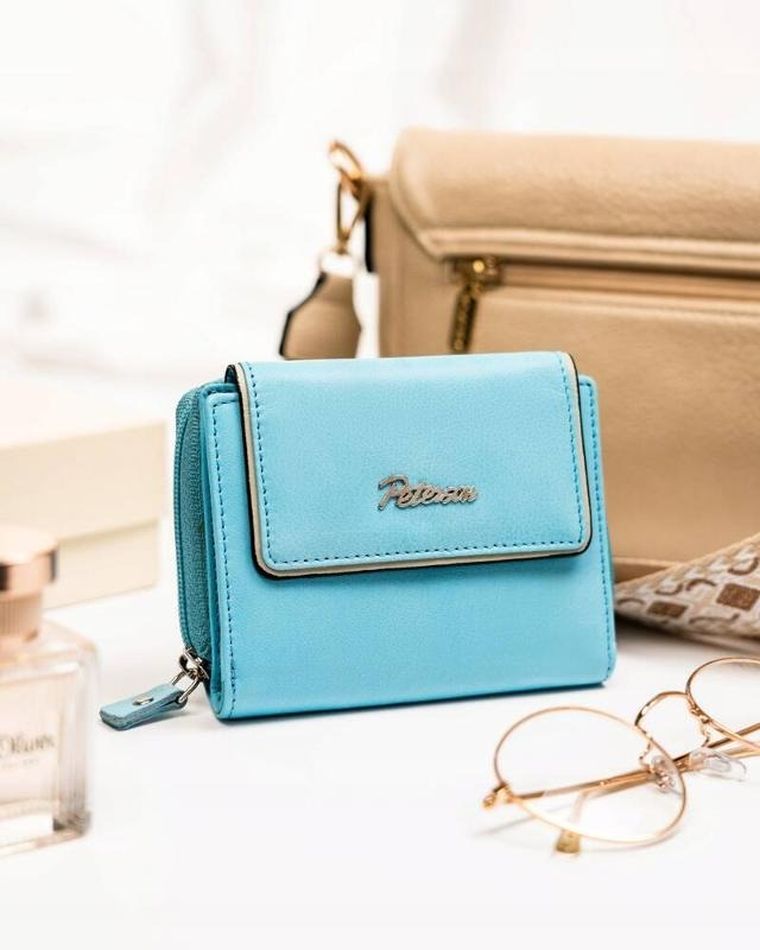 Portfel, niebieski, skórzany, Peterson