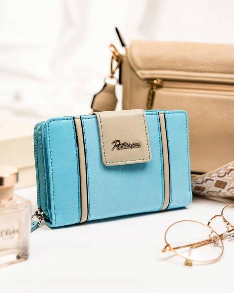 Portfel, niebieski, skórzany, Peterson