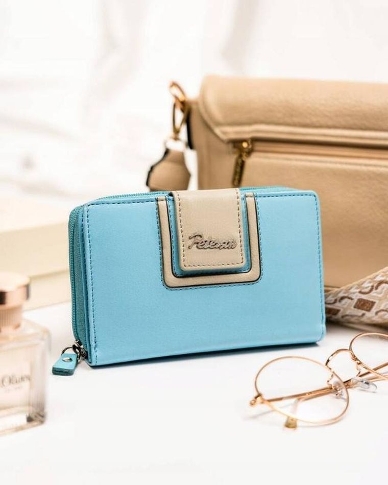 Portfel, niebieski, skórzany, Peterson