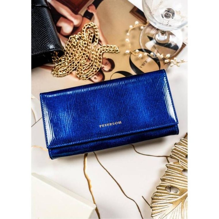 Portfel, niebieski, skórzany, Peterson