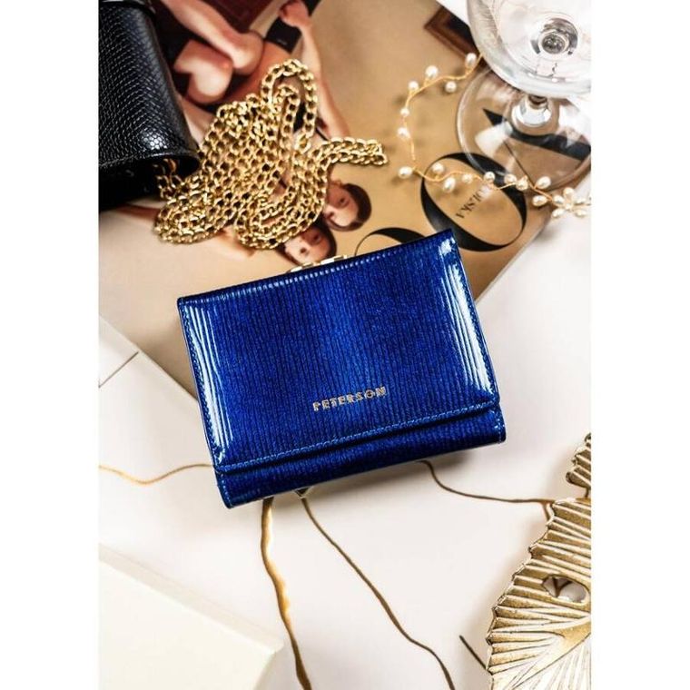 Portfel, niebieski, skórzany, Peterson