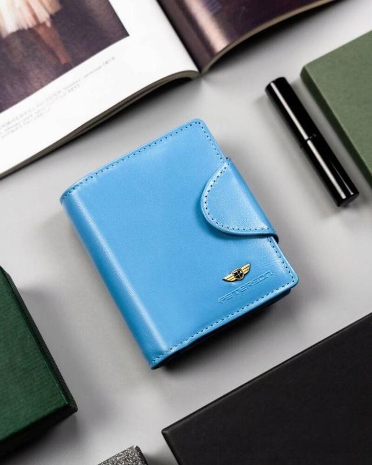 Portfel, niebieski, skórzany, RFID, Peterson