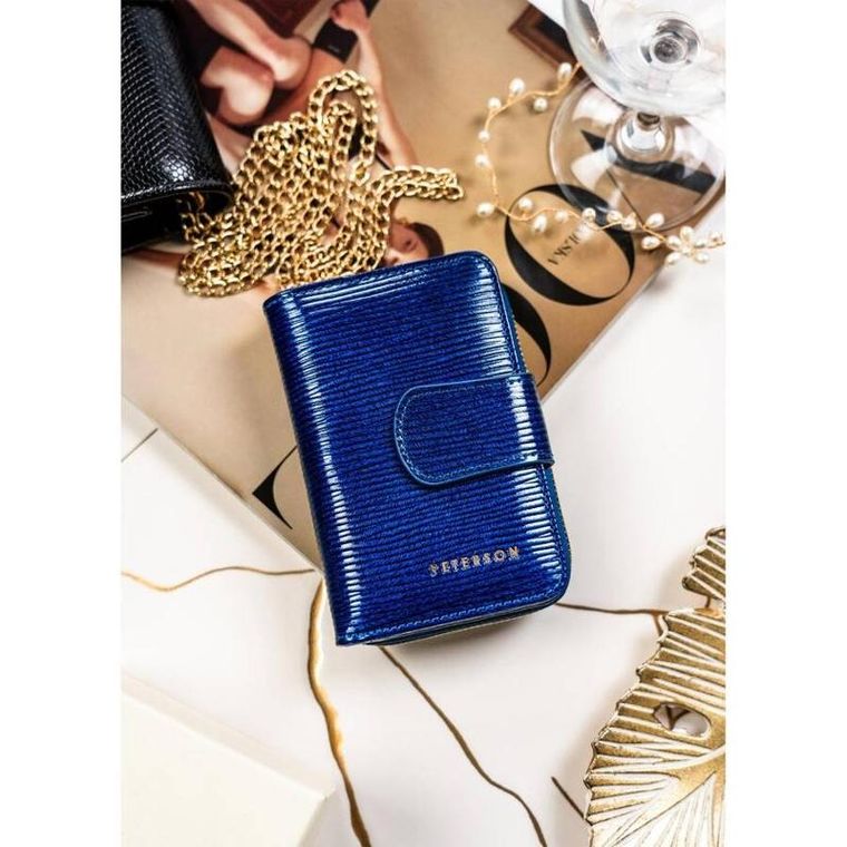 Portfel, niebieski, skórzany, RFID, Peterson